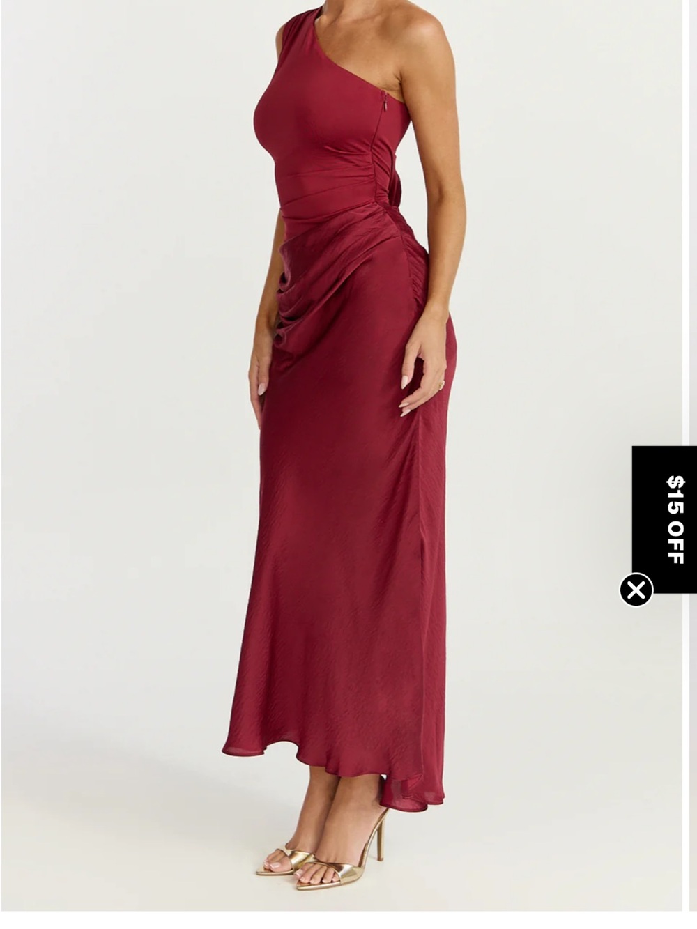 SHOWPO ASTRID MIDI DRESS One-Shoulder Burgundy Evening Dress NWT - Picture 4 of 12